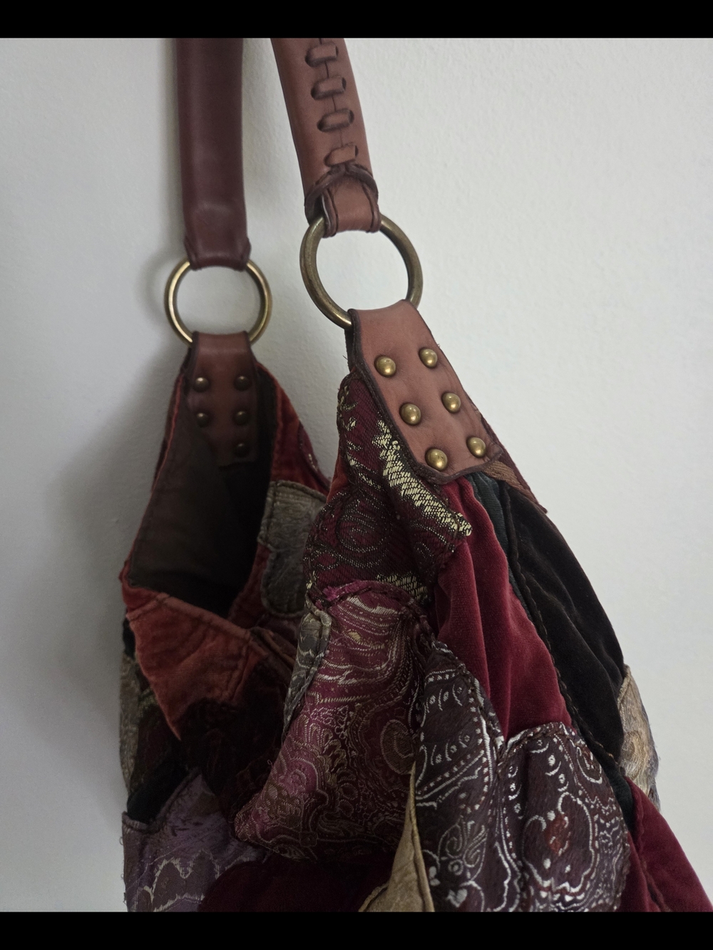 Lucky Brand Velvet Patchwork Hobo Bag - Multicolor Hearts - Picture 11 of 14